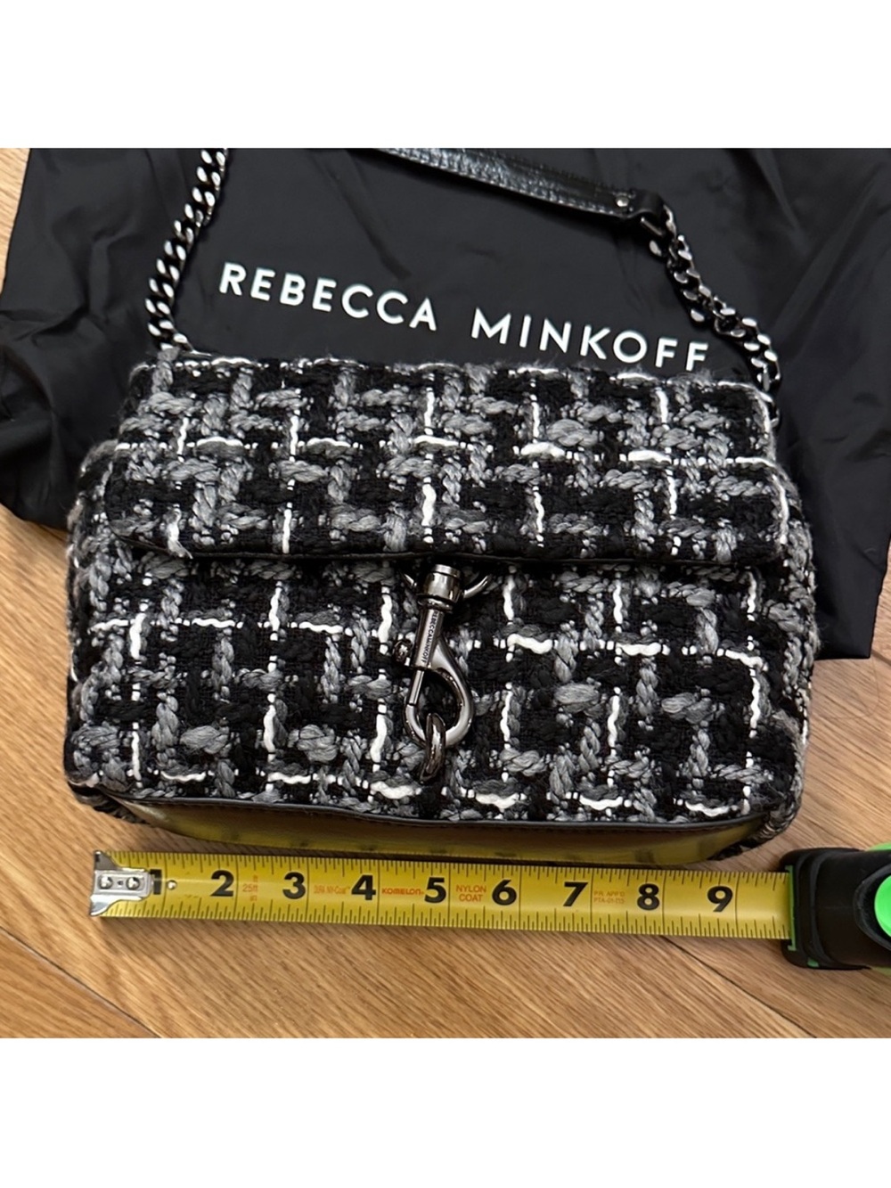 Rebecca Minkoff Edie tweed shoulder bag black and white - Picture 3 of 5